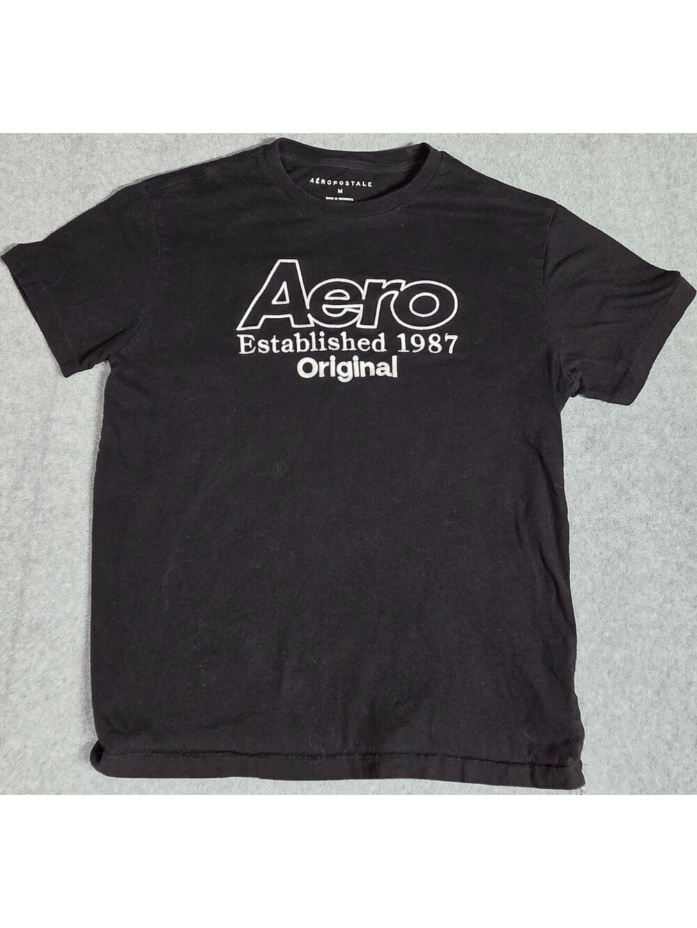 AEROPOSTALE T Shirt Mens Medium Black Aero Established 1987 Logo Graphic 18x25